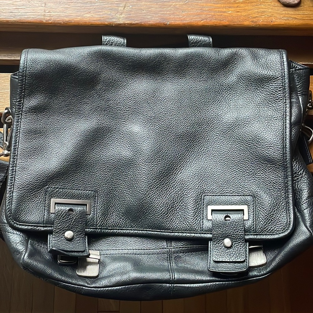Banana Republic Leather Briefcase Black
